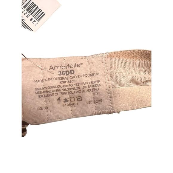 AMBRIELLE 36DD Light Pink Mystique Embroidered Plunge Lace Front Bra - Picture 4 of 4